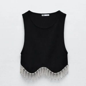 Zara Seamless Black Rhinestone Top
